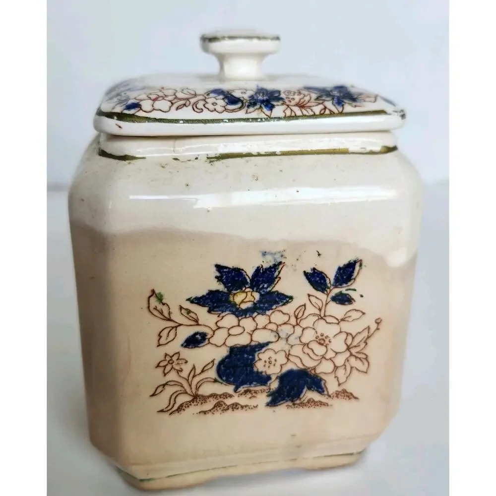 Ca. 1910 Antique Hand Painted Japanese Royal Crown Tea Caddy